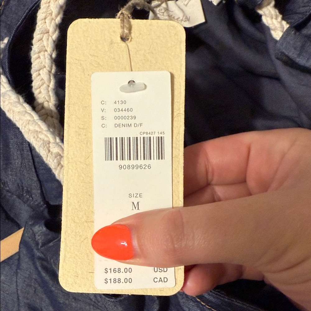 NWT Let Me Be Rope-Neck Asymmetrical Denim Midi Dress - Medium - Picture 4 of 7